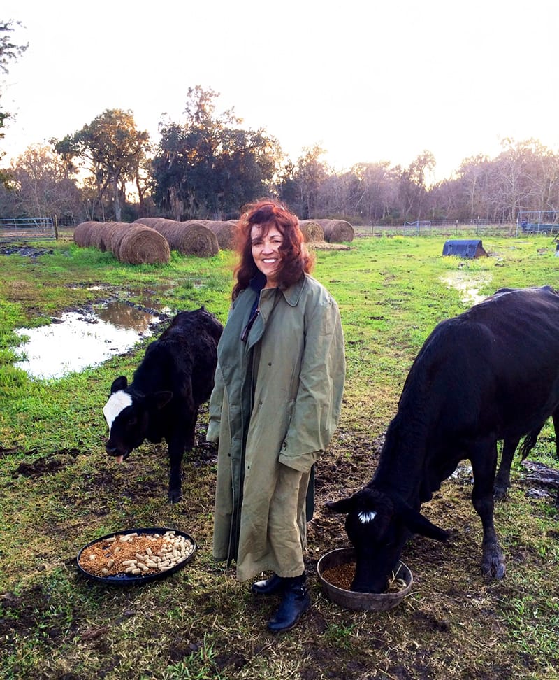 Renee-jan-23-12 Renee standing in a field with Rowdy Girl and Houdini as a baby calf.