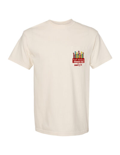 Mock up of the Heart Working Volunteer Day shirt - unisex version front